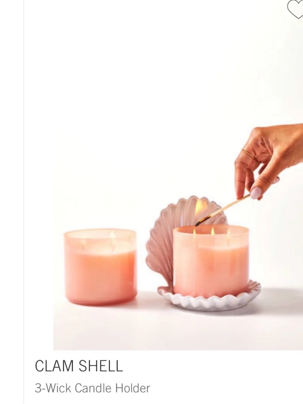 Bath Body Works NWT Ceramic Clam Shell Iridescent Pearl 3 Wick Candle Holder